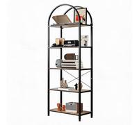 IdealHouse Bibliothèque Arche Étroite 5 Niveaux 180 cm Brun Rétro Design | Silhouette courbe pour transformer un mur; profil fin pour couloirs; structure renforcée et fixation murale