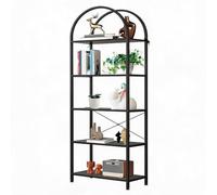 IdealHouse Bibliothèque Arche Étroite 5 Niveaux 180 cm Noir Mat Design | Silhouette courbe pour transformer un mur; profil fin pour couloirs; structure renforcée et fixation murale