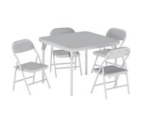 IdealHouse Ensemble Table et Chaises Pliantes pour Enfants 5 Pièces - Similicuir PU, Léger, Idéal Repas, Bricolage, Étude - Gris (1 Table + 4 Chaises)