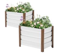 IDEALHOUSE Jardinière surélevée en Aluminium résistant aux intempéries pour Balcon et terrasse - Bac à Fleurs Profond avec Drainage, Bords arrondis et Protection des Bords - pour légumes et Fleurs