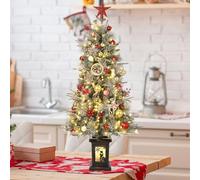 IDEALHOUSE Sapin de Noël Artificiel pré-éclairé 125 cm - Floqué de Neige, 150 LED Blanc Chaud/Multicolore, 8 Modes, Prise UE, Bonhomme de Neige, Arbre givré, Double Couleur, 8 Modes, 150 LED