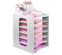 Bac à courrier à 7 Niveaux, Corbeille à Courrier, Organiseur de Bureau A4 avec Porte-Stylo, Bacs de Rangement de Bureau empilables pour la Maison, Le Bureau, l'école