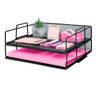 ideallife Bac à courrier empilable en métal à 2 niveaux pour fournitures de bureau - Noir