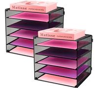 ideallife Organiseur de bureau à 5 niveaux en maille avec plateaux coulissants pour fournitures de maison et de bureau (noir)