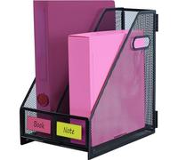 ideallife Porte-revues pliable en Métal robuste - Vertical Corbeilles à Courrier A4 Banette de Rangement, Classeur sur pied peu encombrant avec 2 compartiments pour le bureau et la maison , Noir