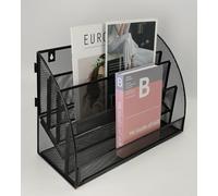 ideallife Vertical Corbeilles à Courrier A4, Organiseur De Fichiers De Bureau Porte-Revues En MéTal, Classeur sur pied peu encombrant avec 4 compartiments pour le bureau et la maison , Noir