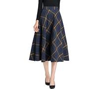 IDEALSANXUN Jupes Longues plissées en Laine à Carreaux Taille élastique pour Femme, Taille L