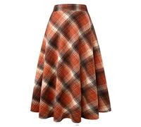 IDEALSANXUN Jupes Longues plissées en Laine à Carreaux Taille élastique pour Femme, Taille L