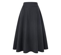 IDEALSANXUN Jupes Longues plissées en Laine à Carreaux Taille élastique pour Femme, Taille L