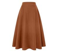 IDEALSANXUN Jupes Longues plissées en Laine à Carreaux Taille élastique pour Femme, Taille L