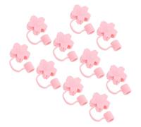 IDEANATEGRATE 10 Pièces Embouts de Paille en Silicone Rose Étanches et Faciles à Transporter pour Usage Quotidien et Cérémonies, Bouchons Réutilisables Anti-poussière pour Pailles
