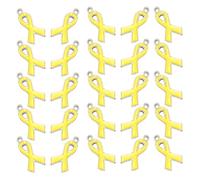 IDEANATEGRATE 100 Pendentifs Ruban Espoir en Alliage Jaune de Cœur Surface Lisse, Design Unique pour Décorations et Vêtements, Lot de 100 Pièces Polyvalentes