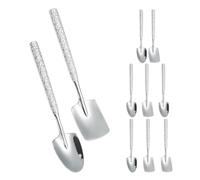IDEANATEGRATE 10pièces Lot Cuillères Spatule Inox Multi-usage Cuillères Dessert Glace Pudding et Café Design Martelé Moderne pour Service Précis et Polyvalent Cuisine