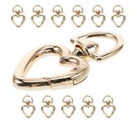 IDEANATEGRATE 12pcs Porte-clés à Clip de Cœur en Alliage de Zinc Doré, Mousquetons Mignons Polyvalents pour Porte-clés et Articles Décoratifs, Facile à Attacher et Détacher