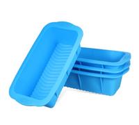 IDEANATEGRATE 4 Pièces Moule à Gâteau en Silicone Rectangulaire Bleu Résistant à Haute Température, Réutilisable, pour Cuisson et Congélation, Grand Format Polyvalent
