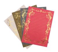 IDEANATEGRATE 4ensembles Papier à Lettre Vintage Imprimé Set de Papier à Écriture Créatif et Lisse avec Motifs Estampés pour Correspondance Romantique et Notes Plusieurs Styles