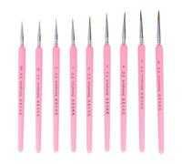 IDEANATEGRATE 9 pièces Set de Pinceaux Détail Poils de Loup Rose pour Peinture Fine et Miniature Adaptés Aquarelle Gouache Huile Légers et Durables pour Artistes Débutants et Professionnels