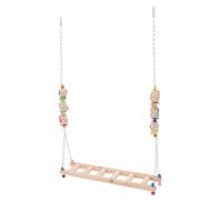 IDEANATEGRATE Balançoire à Poulet Couleur Aléatoire en Bois Suspendu Échelle d'escalade Accessoire Ludique pour Coq et Poule pour Cage Extérieure d'oiseaux