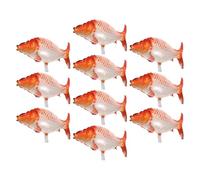 IDEANATEGRATE Ballons en Aluminium Facile à Gonfler et Suspendre Lot de 10 Forme Poisson Cartoon Rouge, Décoration de Fête D'anniversaire Accessoires pour Fêtes Thème Pêche