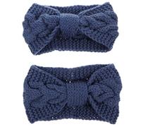 IDEANATEGRATE Bandeau à Boutons en Laine pour Femme 2pcs, Léger et Chaud, Libère les Oreilles Masque, Patinage Raquette en Hiver, Couleur Bleu
