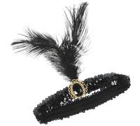 IDEANATEGRATE Bandeau Plume Noir Style Années 1920 pour Femmes, Accessoire Flapper Élégant en Plumage D'autruche, pour Mariage ou Soirée