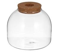 IDEANATEGRATE Bocal en Verre pour Terrarium avec Couvercle en Liège et Base en Bois, Conteneur D'écosystème pour Plantes Hydroponiques, Décoration pour Chambre D'garçon et Filles