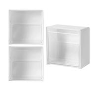 IDEANATEGRATE Boîte de Rangement Murale pour Salle de Bain 3pcs en Hips Blanc, Distributeur de Coton et Porte-Rouleaux, Design Simple pour Maquillage et Accessoires