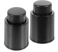 IDEANATEGRATE Bouchon de Scellage pour Bouteille de Vin en Plastique Noir, Lot de 2 Pièces, Étanchéité sous Vide Échelle Temporelle pour Prolonger la Conservation