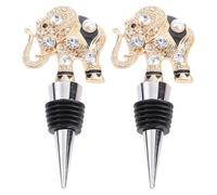 IDEANATEGRATE Bouchons de Bouteille de Vin Faciles à Utiliser 2pcs en Alliage Décoratifs Éléphant Or pour Réunions Familiales et Visites Amis
