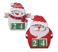 IDEANATEGRATE Calendrier de L'avent en Bois Décoratif Créatif Forme Père Noël Vintage Réutilisable Pratique pour Décoration de Maison à Noël