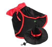 IDEANATEGRATE Cape de Vampire Chapeau de Magicien Confortable et Facile à Enfiler en Tissu Noir pour Animaux pour Fête d'halloween ou Déguisement Quotidien