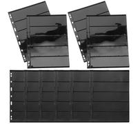 IDEANATEGRATE Classeur Pet Transparentes pour Noir Collection de Timbres 10 Feuilles Mobiles Format A5, Fonction Rangement pour Cartes de Jeu et Autocollants