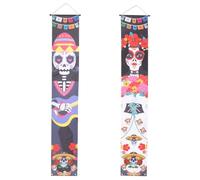 IDEANATEGRATE Couplets de Porte D'halloween en Polyester Réutilisables Effet Décoratif, Bannières Créatives et Uniques à Suspendre Porte D'entrée pour Fête du Jour des Morts