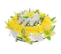 IDEANATEGRATE Couronne Couleur Aléatoire Jaune Funéraire Artificielle en Fleurs de Soie, Naturelle et Facile à Entretenir, pour Activités de Deuil et Décoration de Tombe