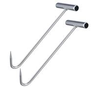 IDEANATEGRATE Crochets de Levage pour Plaques D'égout en Fer Galvanisé Blanc, Forme T Renforcée 29 Cm, Lot de 2 Pièces, Outils Robustes pour Ouverture et Manutention Industrielle