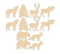 IDEANATEGRATE Découpes D'animaux en Bois Brut 30 Pièces - Rondelles de Bois pour Loisirs Créatifs, DIY Peinture et Décoration Suspendue, Formes Vierges D'animaux Sauvages pour Activités Garçon