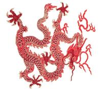 IDEANATEGRATE Écusson Thermocollant Dragon Chinois Grand Format Rouge, Applique Brodée à Repasser pour Vêtements, Manteaux et Paquet, Décoration Artisanale à Coudre Soi-même, Patch Réparateur