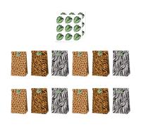 IDEANATEGRATE en Papier à Thème Animaux Jungle 12 Paquet avec 2 Feuilles D'autocollants 12pcs pour Emballage de Biscuits et Chocolats pour Fête la Ferme