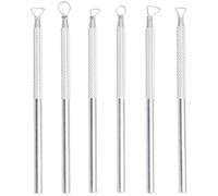 IDEANATEGRATE Ensemble de 6 Outils de Sculpture en Aluminium Argenté pour Argile, Variété de Formes de Gravure, Pratique pour Sculpture et Projets Artistiques