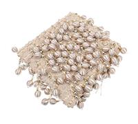 IDEANATEGRATE Frange Perlée Beige Pompons de Perles en Polyester Soie et Plastique, Garniture Décorative Multifonction pour Rideaux de Mariage ou Ateliers de Couture