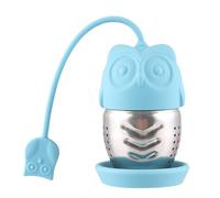 IDEANATEGRATE Infuseur à Thé Silicone de Hibou Bleu Filtre Fin en Acier Inoxydable 304, Infuser le Thé en Vrac la Maison