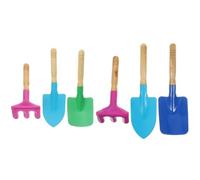 IDEANATEGRATE Kit 6pcs Outils de Jardinage pour Garçon et Filles avec Manche en Bois, Pelle, Râteau et Truelle en Fer, Éducatif pour Filles et Garçons en Plein Air