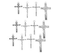 IDEANATEGRATE Lot de 12 breloques en forme de croix du Christ : pendentifs en forme de crucifix de Jésus, accessoires de fabrication de bijoux pour bricolage, colliers et bracelets.