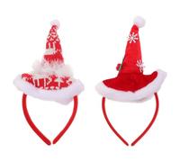 IDEANATEGRATE Lot de 2 bandeaux de Noël : couronne de chapeau de Père Noël, coiffe rouge et blanche, accessoires pour cheveux de, pour fêtes de pulls moches, cosplay