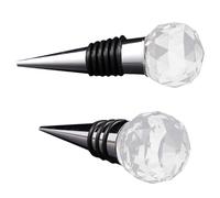 IDEANATEGRATE Lot de 2 Bouchons de Vin en Métal Argenté Design Cristal, Faciles à Insérer et Retirer, Forme Conique à 3 et 6 Spirales, pour Bouteilles de Soja et Vinaigre en Restaurant ou Fête