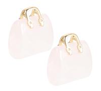 IDEANATEGRATE Lot de 2 Mini Paquet à Main en Cristal Naturel Rose, Sculpture Décorative Portable et Esthétique Unique pour Décoration de Bureau Table
