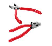 IDEANATEGRATE Lot de 2 Pinces à Briser le Verre avec Mâchoires Courbées en Acier et Caoutchouc, Outil Ergonomique pour Coupe et Travail du Vitrail, Usage Professionnel et Loisir