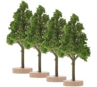 IDEANATEGRATE Lot de 4 Arbres Miniatures Réalistes en Plastique et Bois pour Décor de Paysage Micro-paysages, Léger et Finition Soignée pour Table de Sable et Modélisme