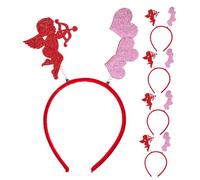 IDEANATEGRATE Lot de 4 Bandeaux de Cœur pour Cheveux de Demoiselles D'honneur, Accessoires en Plastique et Feutre, Taille Unique, pour Fête Saint-valentin
