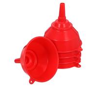 IDEANATEGRATE Lot de 5 Grands Entonnoirs Alimentaires en Plastique Rouge, Ouverture Large de 10 Cm, Résistant pour Usage Quotidien Cuisine et Transfert D'huile Facile
